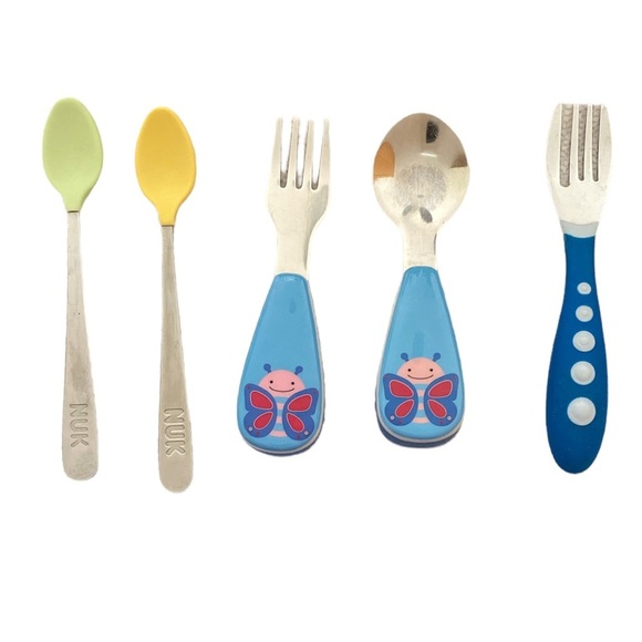 Nuk baby spoons and forks green blue and yellow - Picture 1 of 4